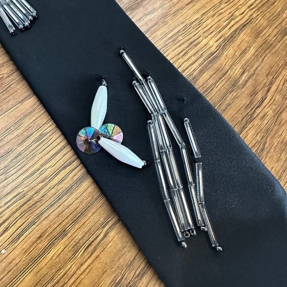 Vintage Tony Alamo of Nashville one of a kind hand beaded satin tie - Picture 3 of 6